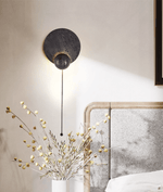 Event Horizon Wall Sconce — Black Travertine LED Wall Light