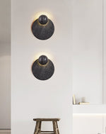 Event Horizon Wall Sconce — Black Travertine LED Wall Light