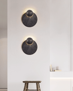 Event Horizon Wall Sconce — Black Travertine LED Wall Light