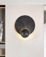 Event Horizon Wall Sconce — Black Travertine LED Wall Light