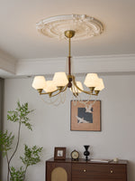 Evora Modern Glass Chandelier with Wood Accents for Dining Room and Living Room