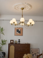 Evora Modern Glass Chandelier with Wood Accents for Dining Room and Living Room