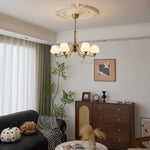 Evora Modern Glass Chandelier with Wood Accents for Dining Room and Living Room