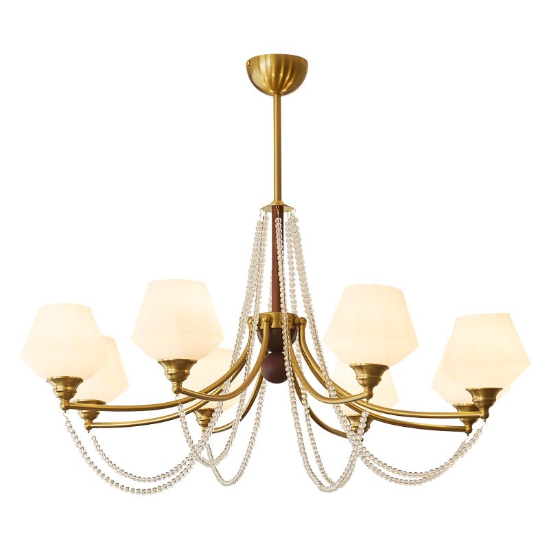 Evora Modern Glass Chandelier with Wood Accents for Dining Room and Living Room
