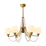 Evora Modern Glass Chandelier with Wood Accents for Dining Room and Living Room
