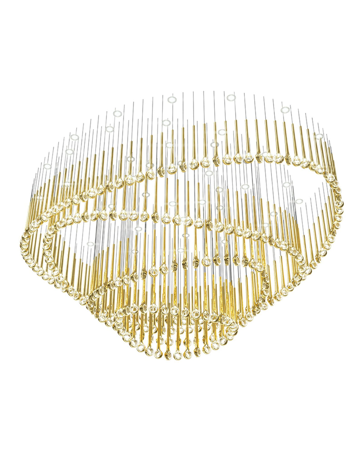 Eyelet Linear LED Chandelier in Chrome, Gold, or Rose Gold