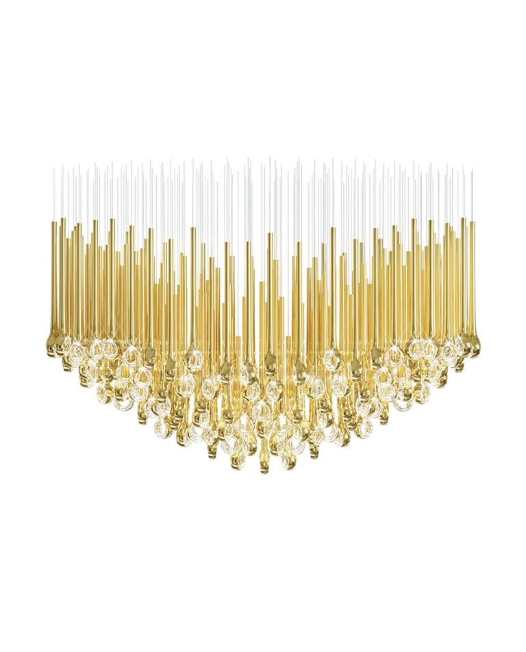 Eyelet Linear LED Chandelier in Chrome, Gold, or Rose Gold