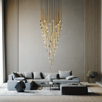 Eyelet Linear LED Chandelier in Chrome, Gold, or Rose Gold