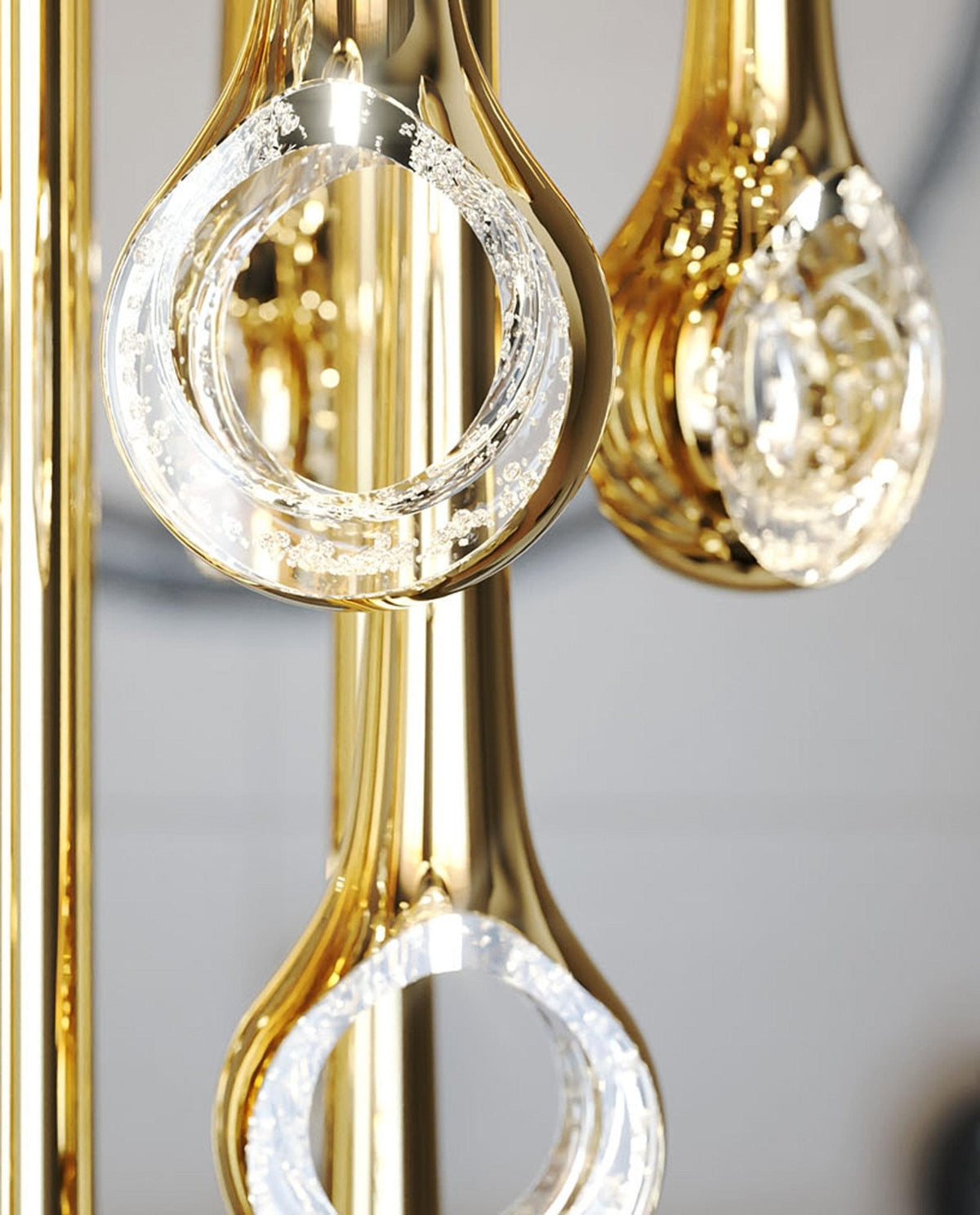 Eyelet Linear LED Chandelier in Chrome, Gold, or Rose Gold