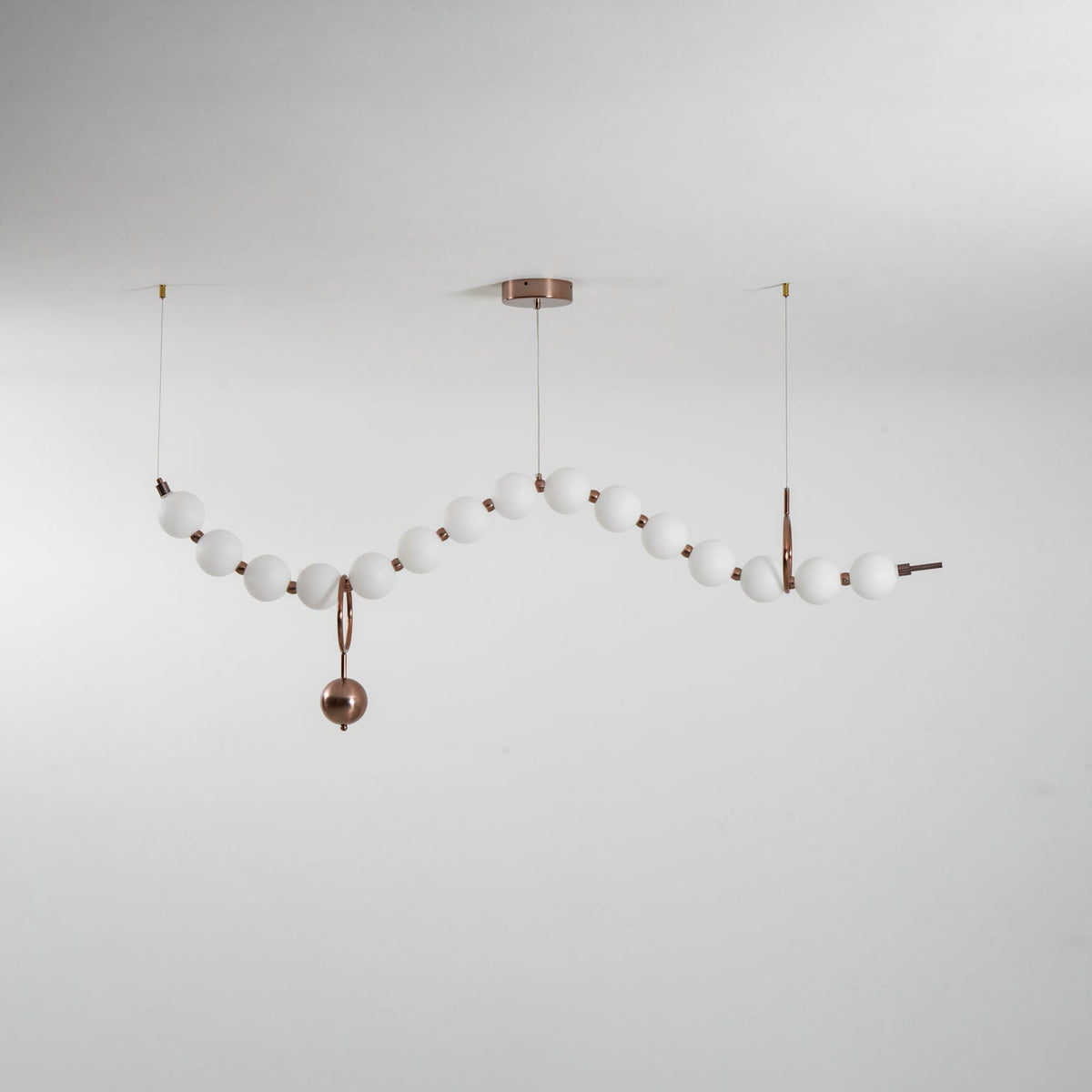 Ezrah Modern Linear LED Pendant Light – Frosted Glass Orbs