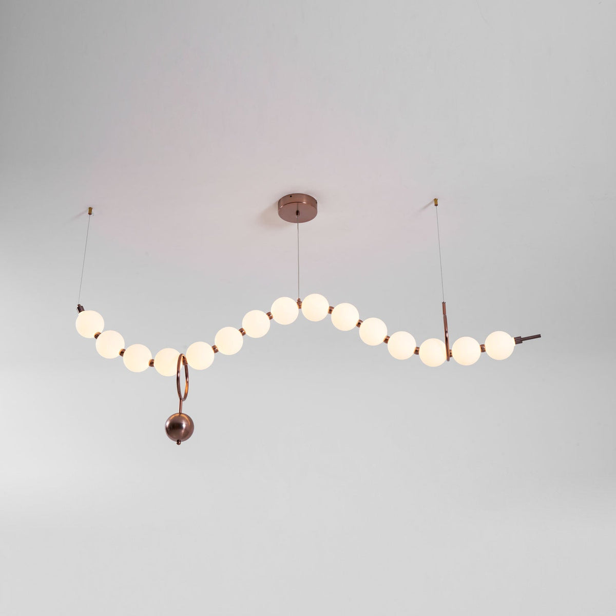 Ezrah Modern Linear LED Pendant Light – Frosted Glass Orbs