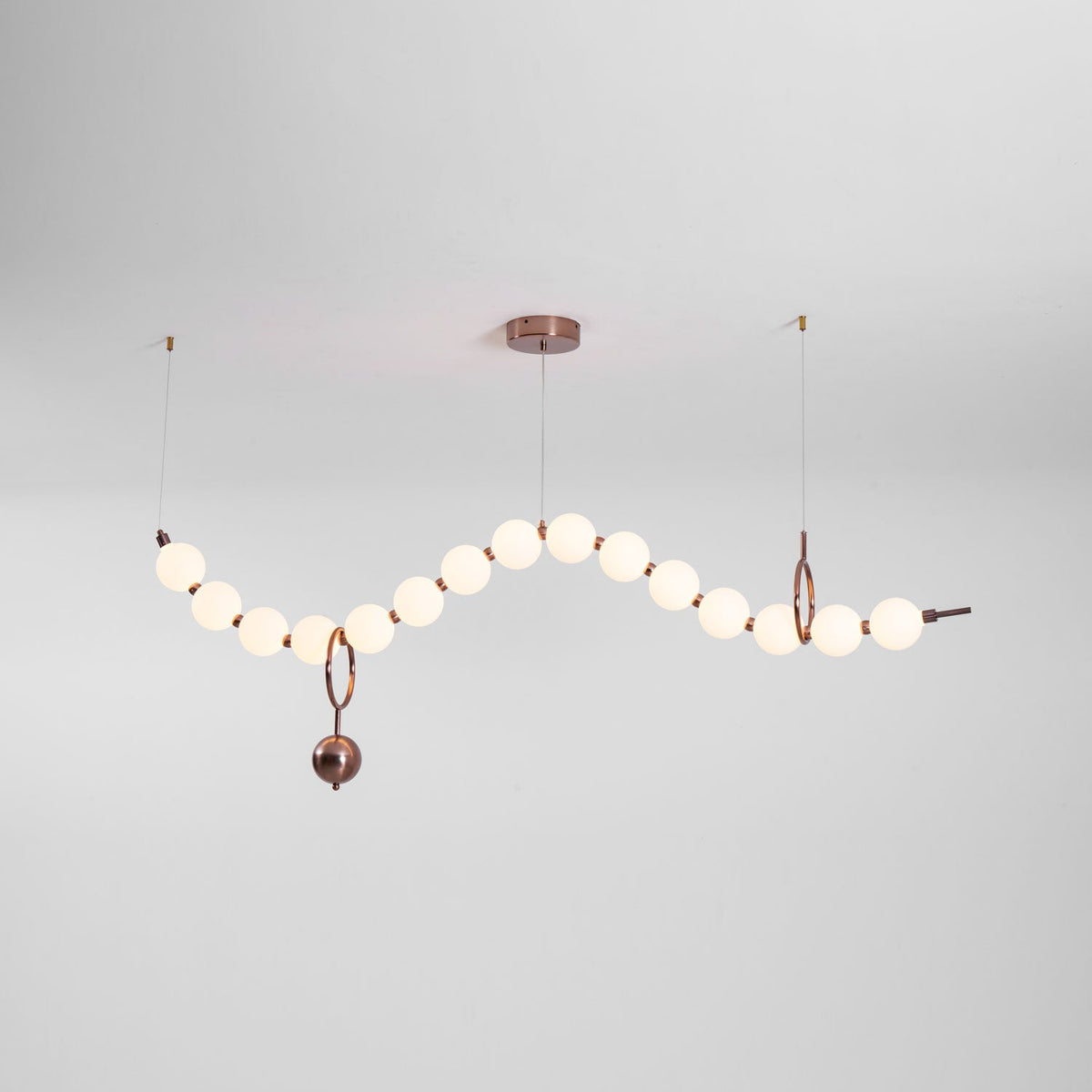 Ezrah Modern Linear LED Pendant Light – Frosted Glass Orbs