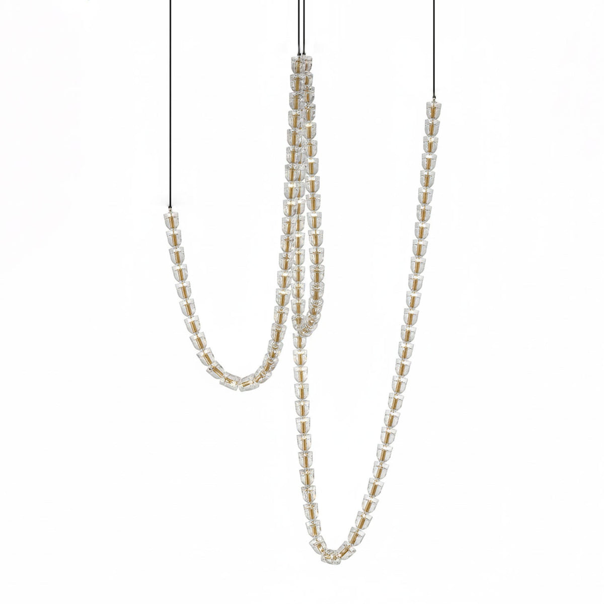 Gabriel Gold Crystal Chandelier – Sculptural LED Pendant for Modern Interiors