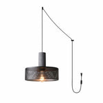 Cement Mesh Pendant Light – Plug-In, Perforated Iron Shade