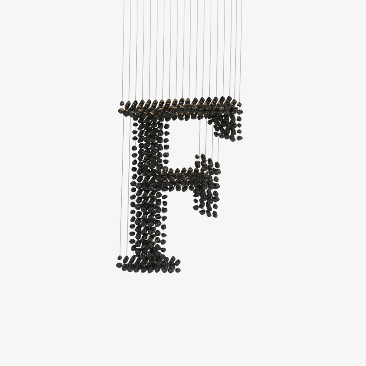 Charcoal Sculptural Linear Chandelier in Black Iron for Modern Interiors