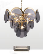 Velora Amber Disc Chandelier – Four-Tier Modern Art Deco Pendant Light