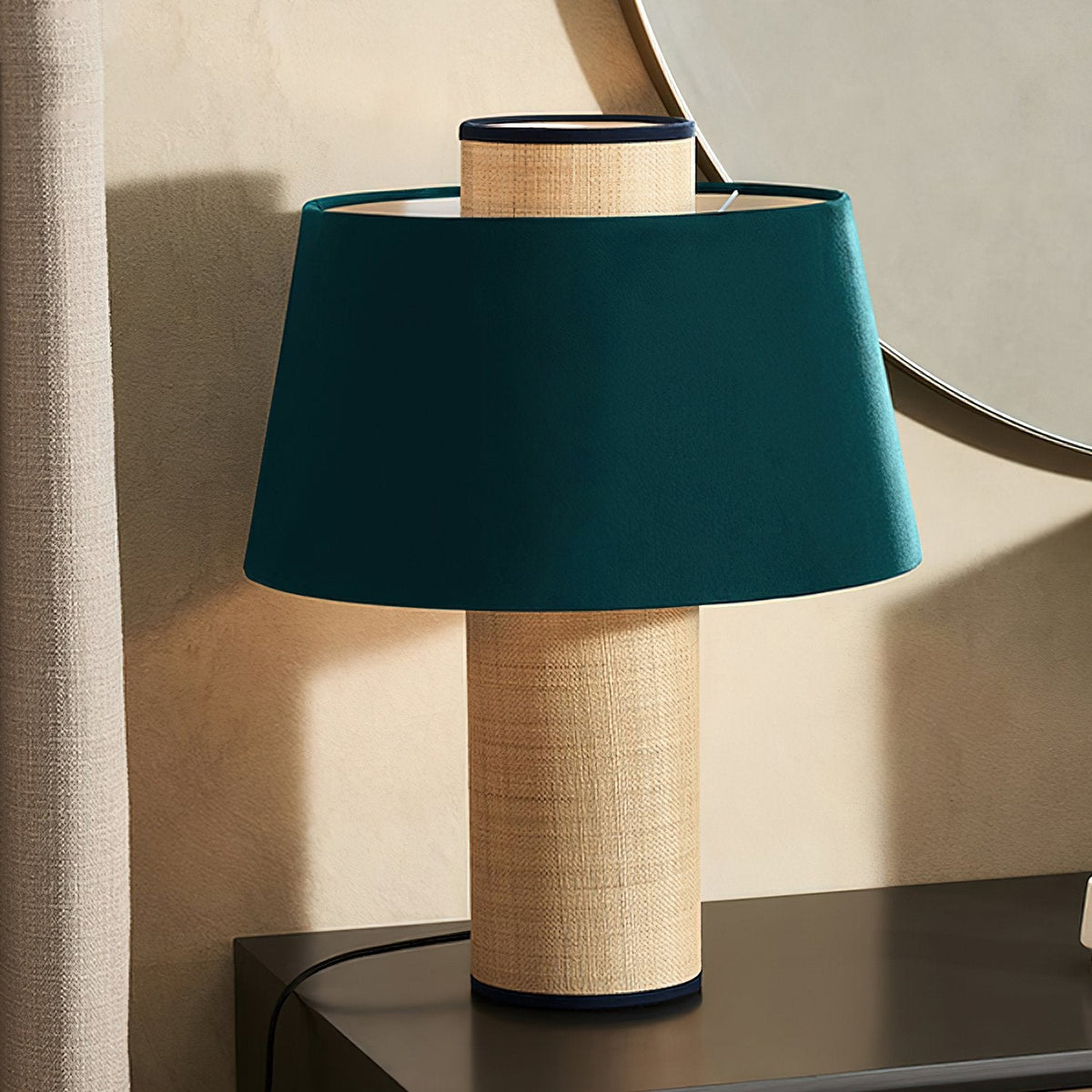 Fabric Drum Column Table Lamp