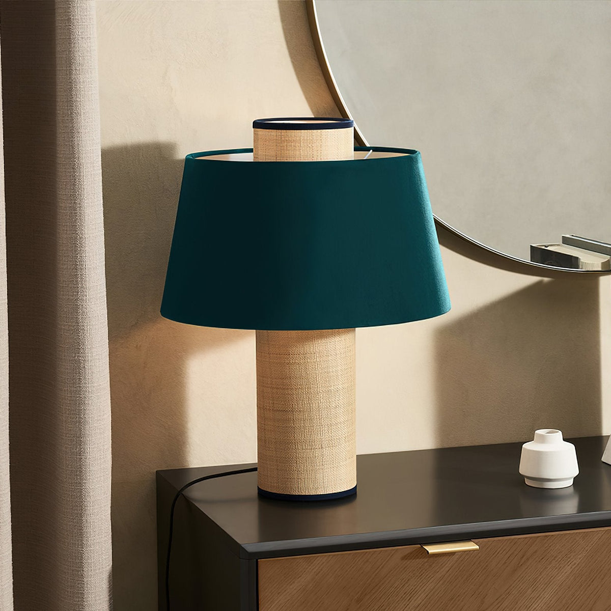 Fabric Drum Column Table Lamp