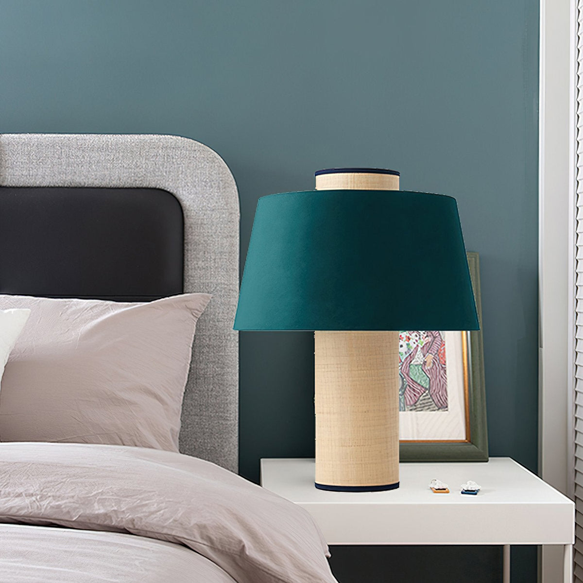 Fabric Drum Column Table Lamp
