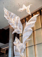 Falling Leaves Glass Chandelier – Modern LED Pendant Light for Dining Room and Living Room