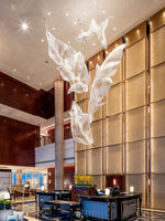 Falling Leaves Glass Chandelier – Modern LED Pendant Light for Dining Room and Living Room