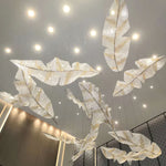 Falling Leaves Glass Chandelier – Modern LED Pendant Light for Dining Room and Living Room