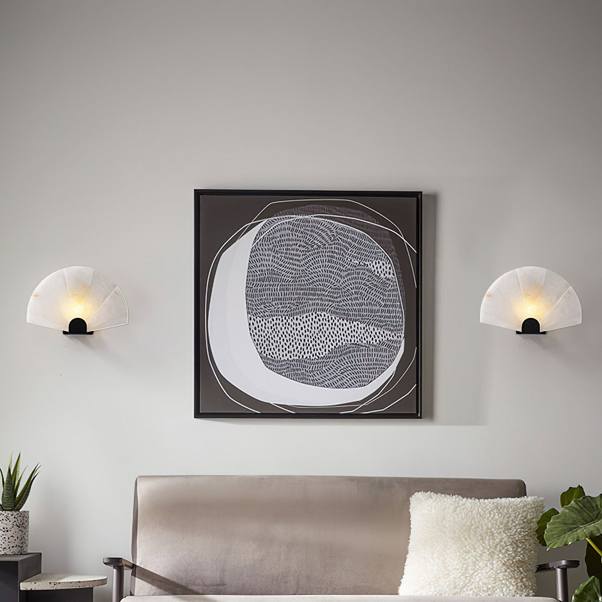 Fan Shaped Alabaster Wall Light