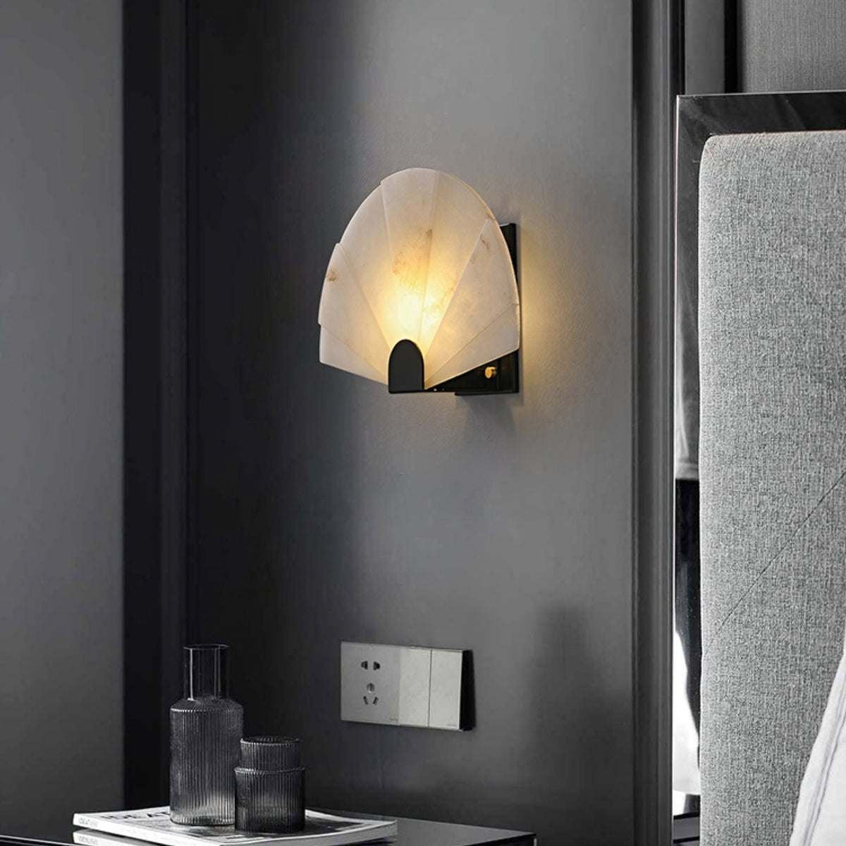 Fan Shaped Alabaster Wall Light