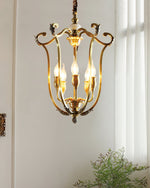 Brass Lantern Chandelier with Clear Glass Shades for Dining Room and Foyer