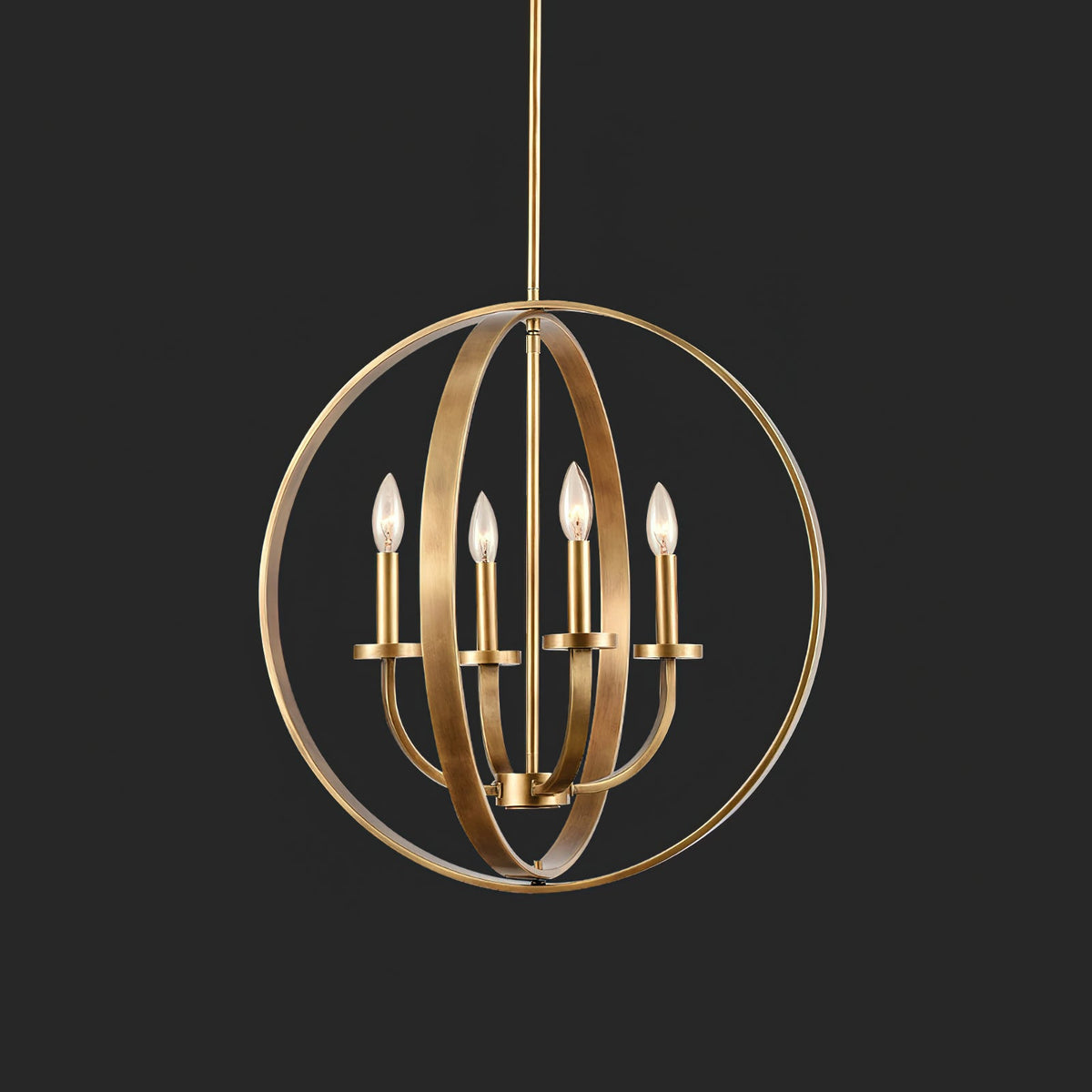 Brass Lantern Chandelier with Clear Glass Shades for Dining Room and Foyer