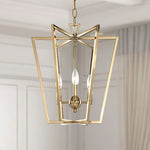 Brass Lantern Chandelier with Clear Glass Shades for Dining Room and Foyer