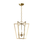 Brass Lantern Chandelier with Clear Glass Shades for Dining Room and Foyer