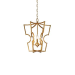 Brass Lantern Chandelier with Clear Glass Shades for Dining Room and Foyer