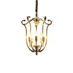 Brass Lantern Chandelier with Clear Glass Shades for Dining Room and Foyer