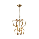 Brass Lantern Chandelier with Clear Glass Shades for Dining Room and Foyer