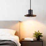 Fedora Stacked Pendant Light in Walnut and Travertine