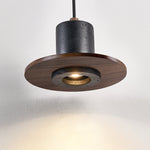 Fedora Stacked Pendant Light in Walnut and Travertine