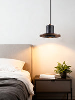Fedora Stacked Pendant Light in Walnut and Travertine