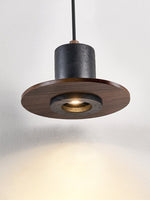 Fedora Stacked Pendant Light in Walnut and Travertine