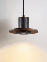 Fedora Stacked Pendant Light in Walnut and Travertine