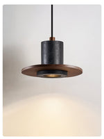 Fedora Stacked Pendant Light in Walnut and Travertine