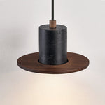 Fedora Stacked Pendant Light in Walnut and Travertine