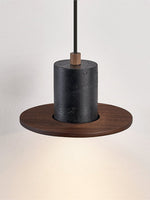 Fedora Stacked Pendant Light in Walnut and Travertine