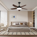 Felix Designer Ceiling Fan with Integrated LED Light, Modern Walnut & Black Finish