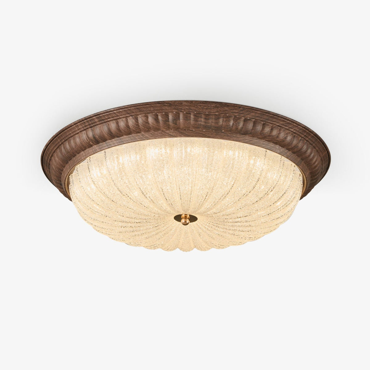 Ferrara Modern Walnut Wood Grain LED Flush Mount Ceiling Light