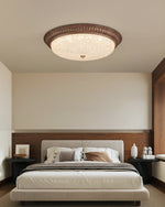Ferrara Modern Walnut Wood Grain LED Flush Mount Ceiling Light