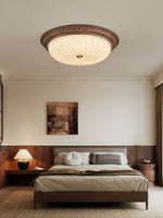 Ferrara Modern Walnut Wood Grain LED Flush Mount Ceiling Light