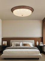 Ferrara Modern Walnut Wood Grain LED Flush Mount Ceiling Light