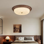 Ferrara Modern Walnut Wood Grain LED Flush Mount Ceiling Light