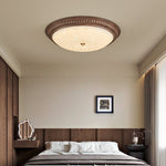 Ferrara Modern Walnut Wood Grain LED Flush Mount Ceiling Light